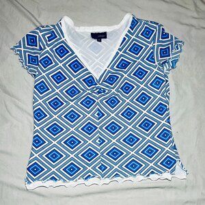 Pantology Geometric Pattern Top Multicolor Blouse Y2K Size M